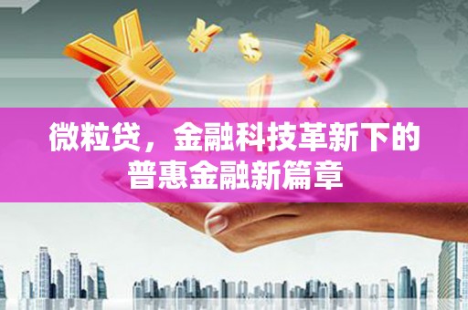 文昌微粒贷，金融科技革新下的普惠金融新篇章