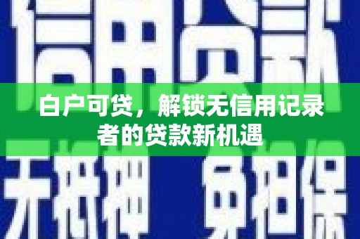 文昌白户可贷，解锁无信用记录者的贷款新机遇
