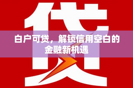 文昌白户可贷，解锁信用空白的金融新机遇