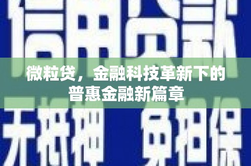 文昌微粒贷，金融科技革新下的普惠金融新篇章